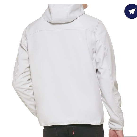 GUESS Men's Softshell Long Sleeve Hood Jacket, White - Picture 9 of 10